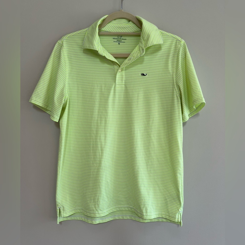 Vineyard Vines Kids Bradley Stripe Sankaty Performance Polo, Yellow/Gray, XL